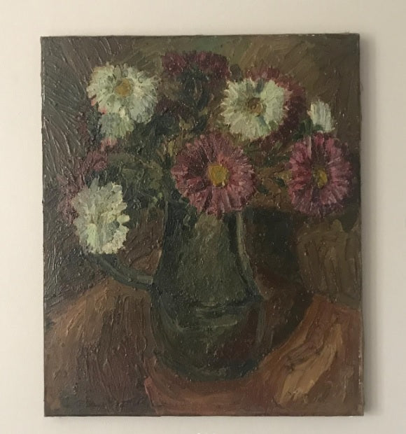 Chrystanthemums French Impasto Oil on Canvas