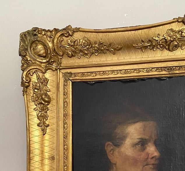 Portrait of an Old Woman - Oil on Board - Gilt Framed