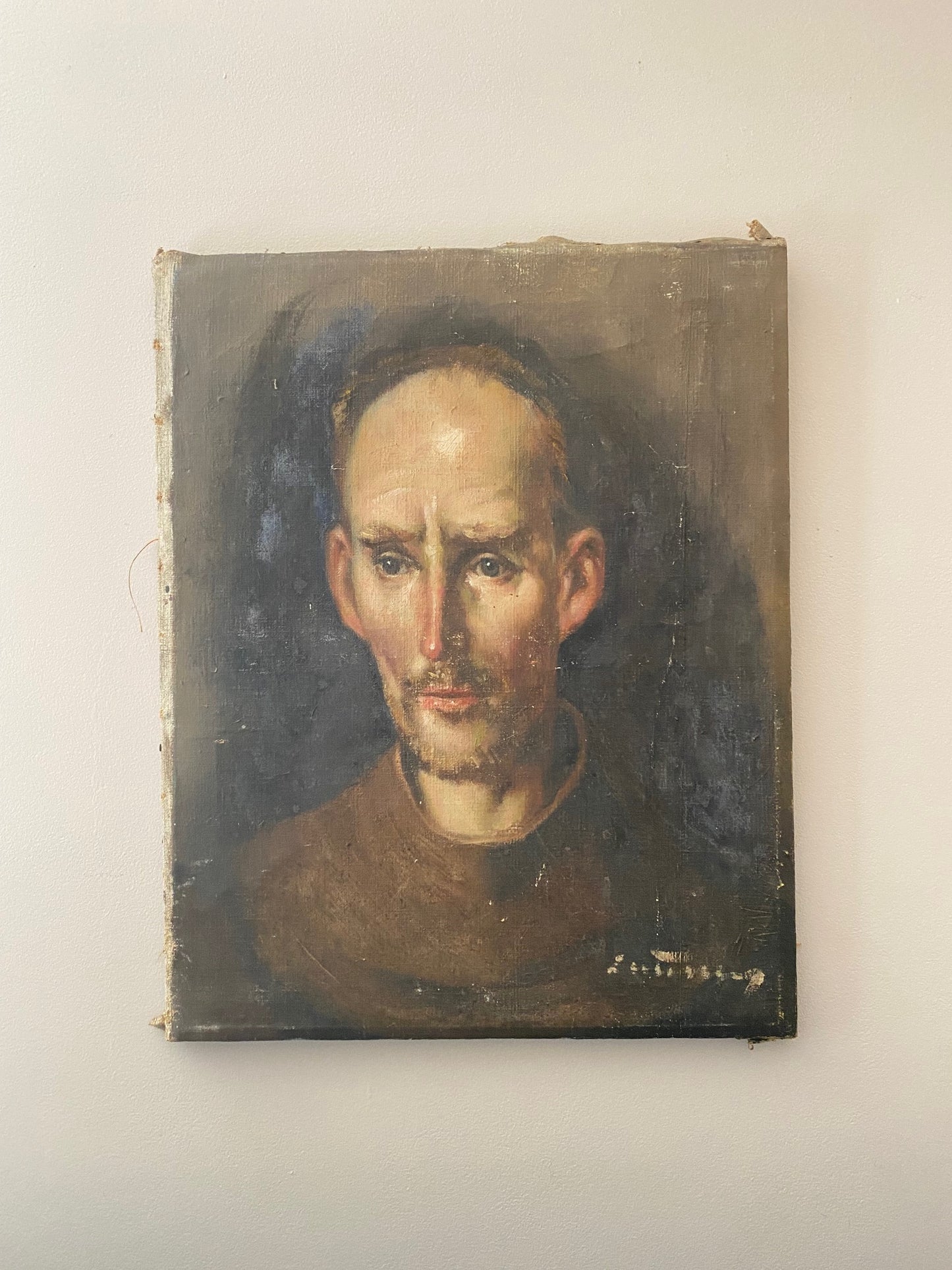 Portrait of a Man on Canvas