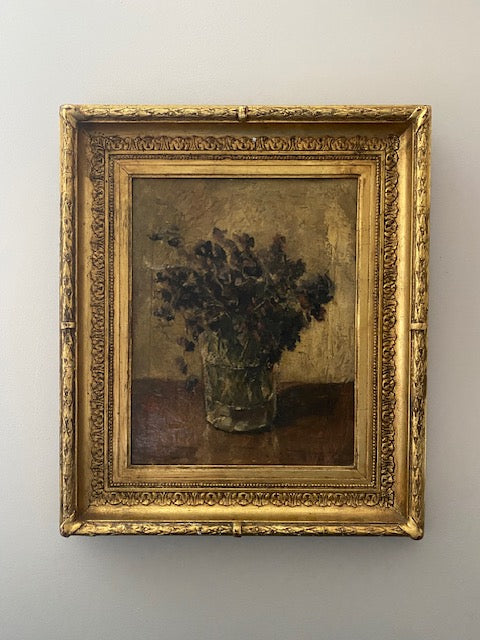 Antique Floral Oil Painting in Beautiful Gilt Frame