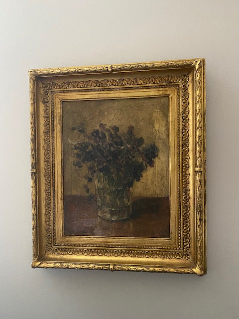 Antique Floral Oil Painting in Beautiful Gilt Frame