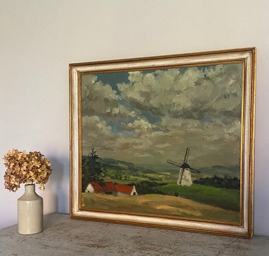 1959 Belgian Windmill Oil Painting