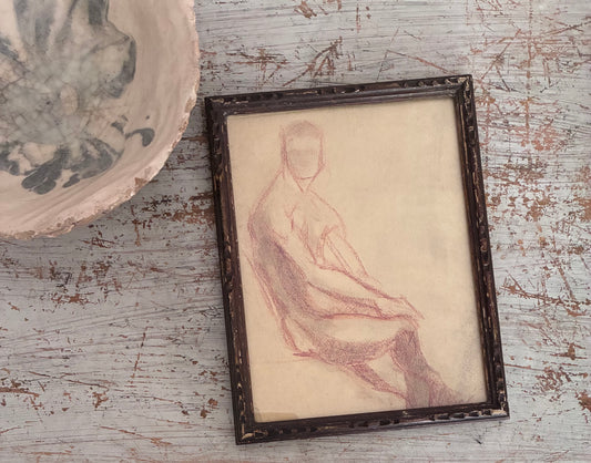 Nude Male Charcoal Framed