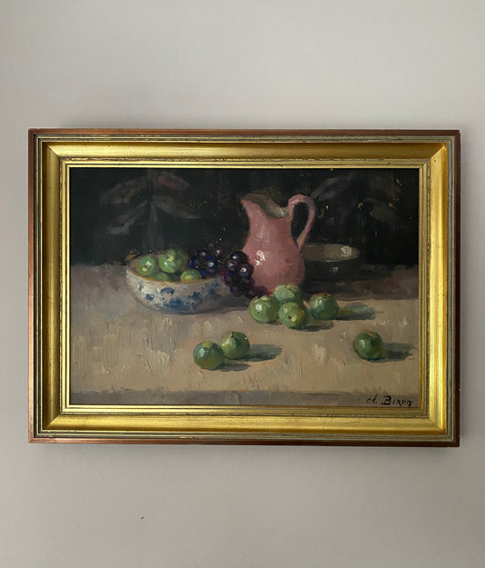 Pink Jug and Fruit Oil Painting