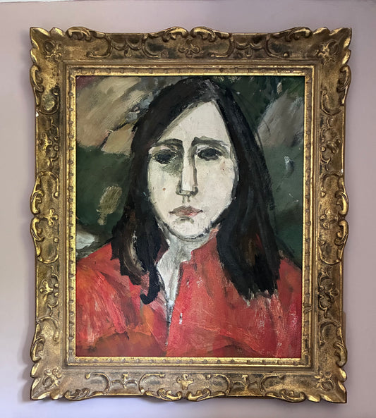 Red Top Portrait Oil Painting
