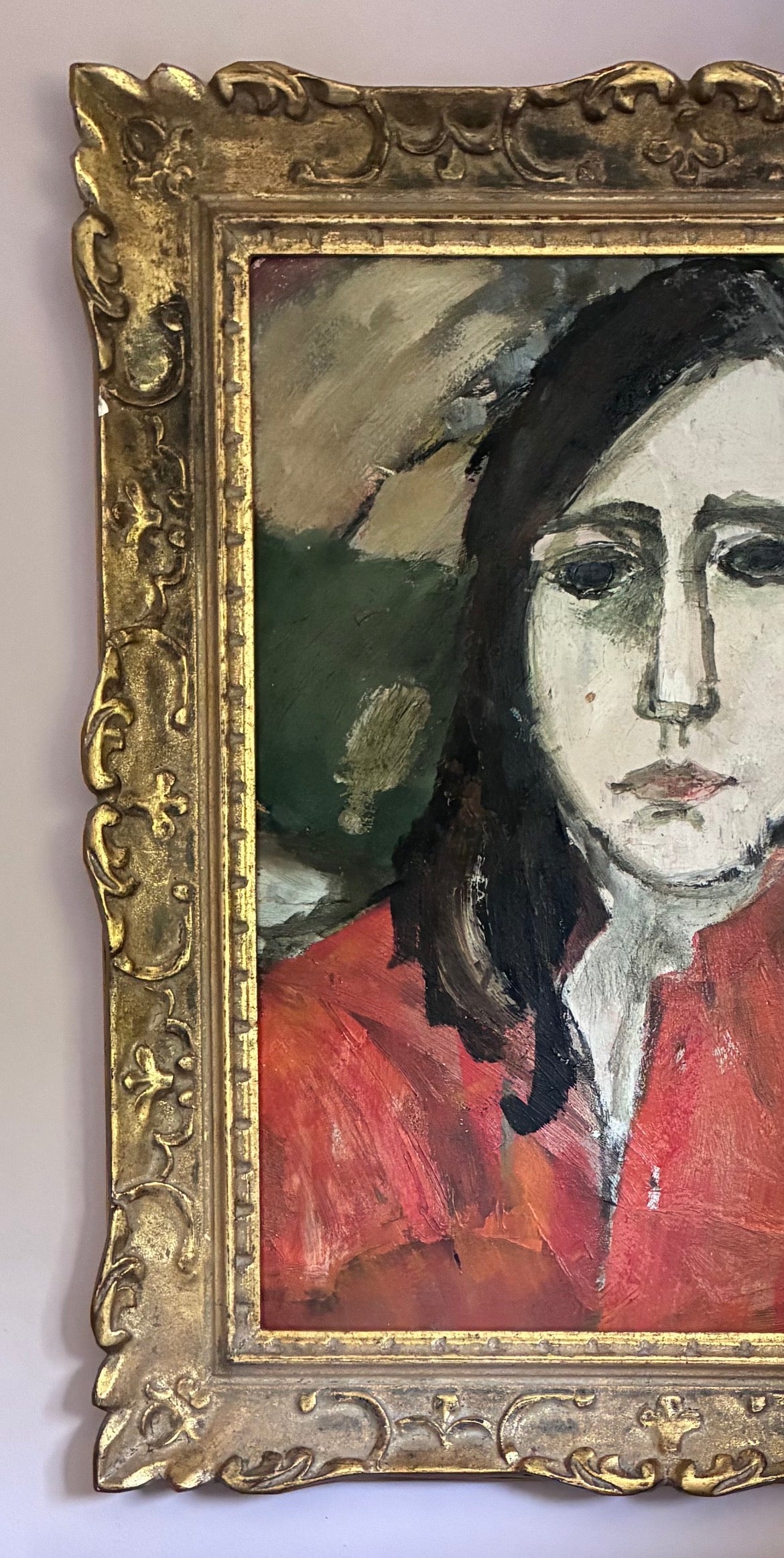 Red Top Portrait Oil Painting