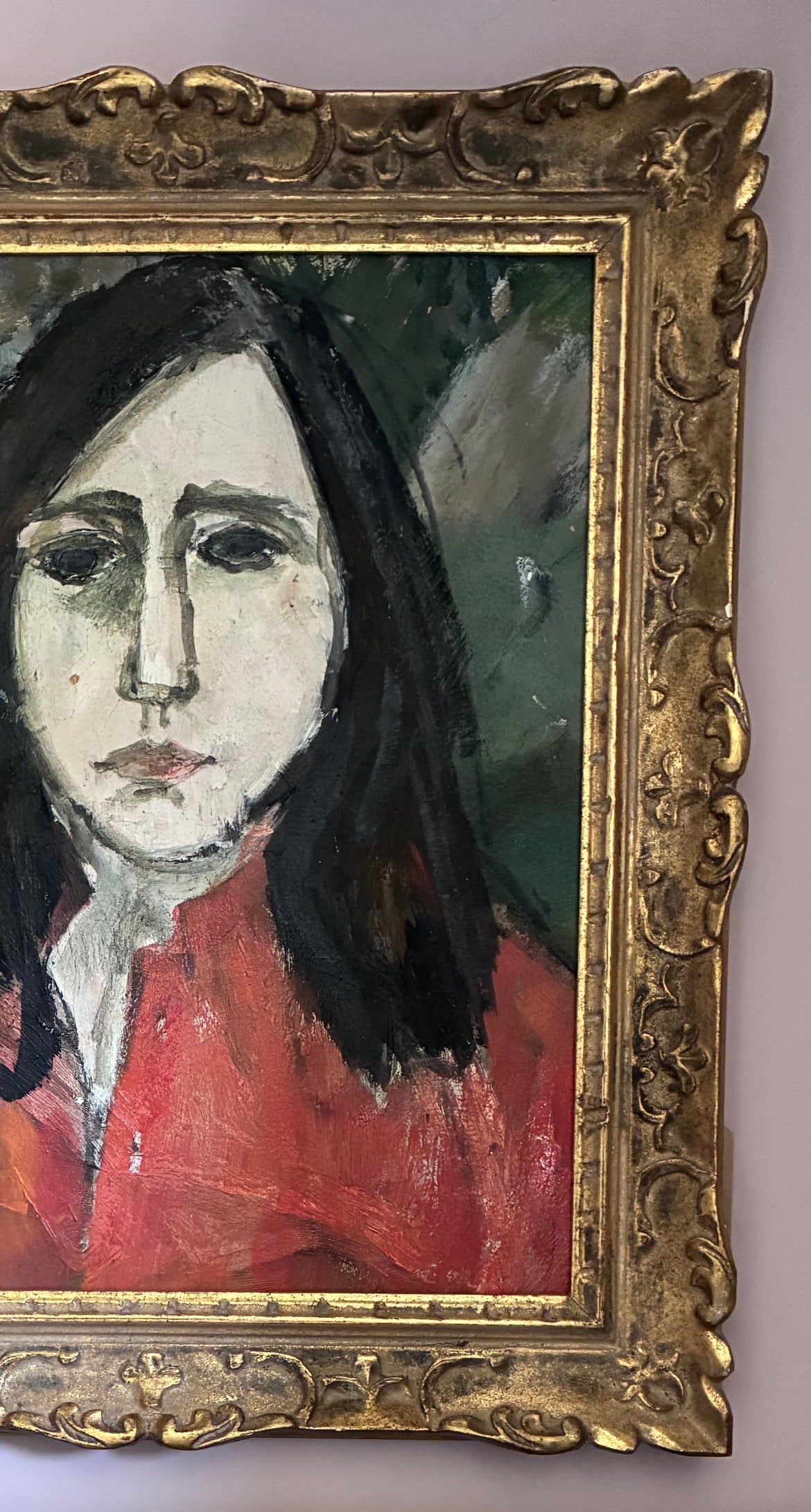 Red Top Portrait Oil Painting