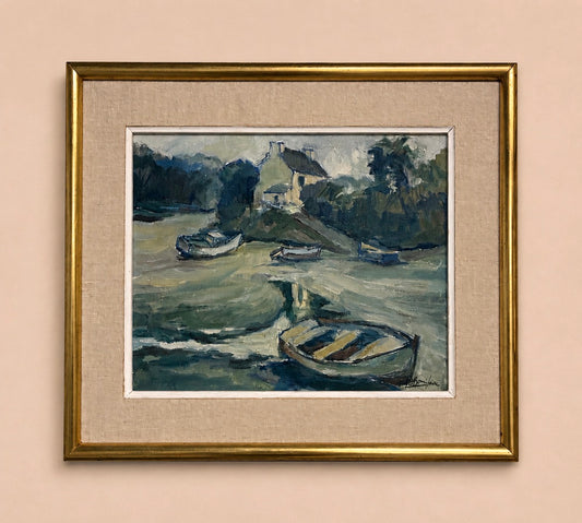 Boats Ashore Oil Painting