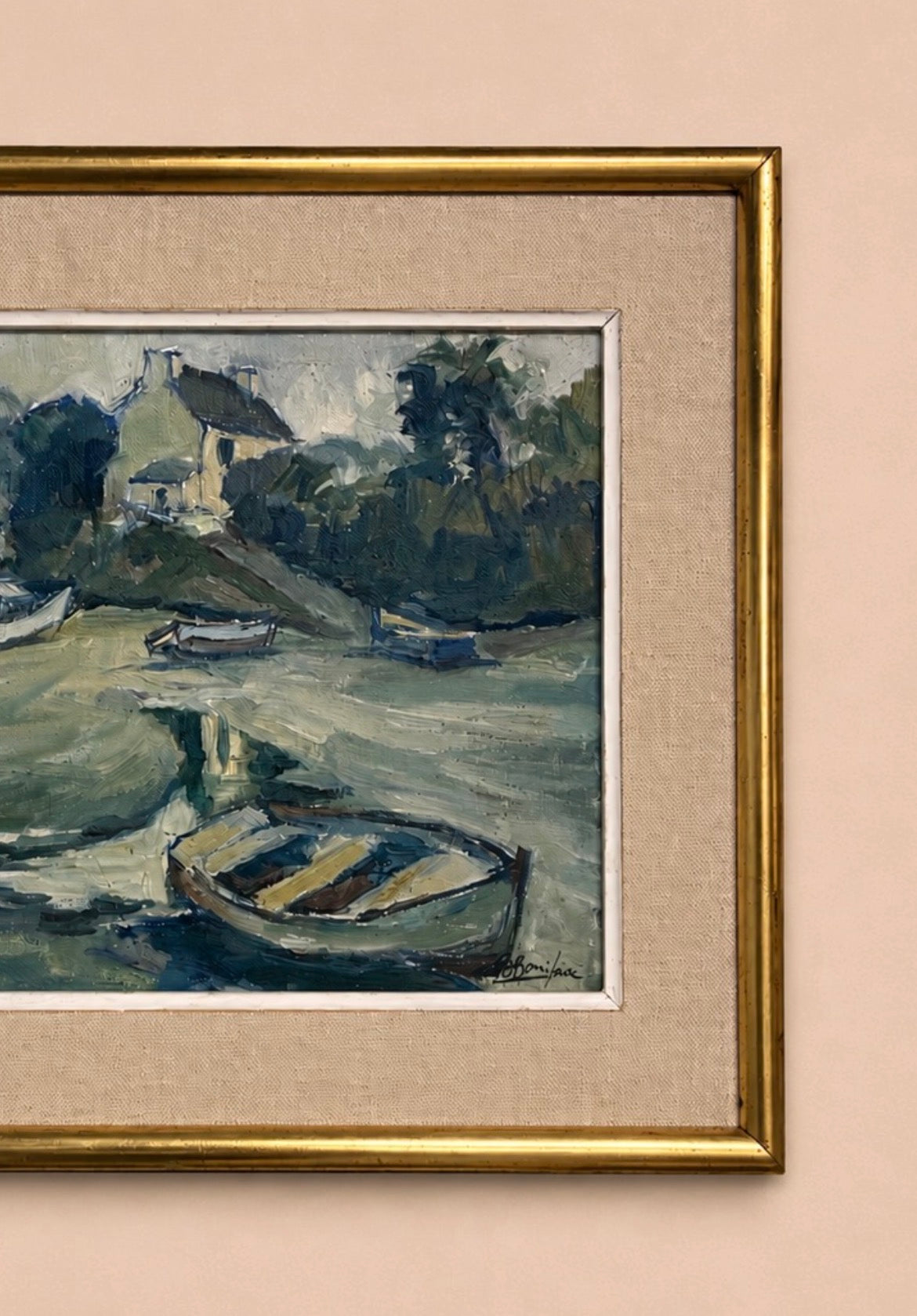 Boats Ashore Oil Painting