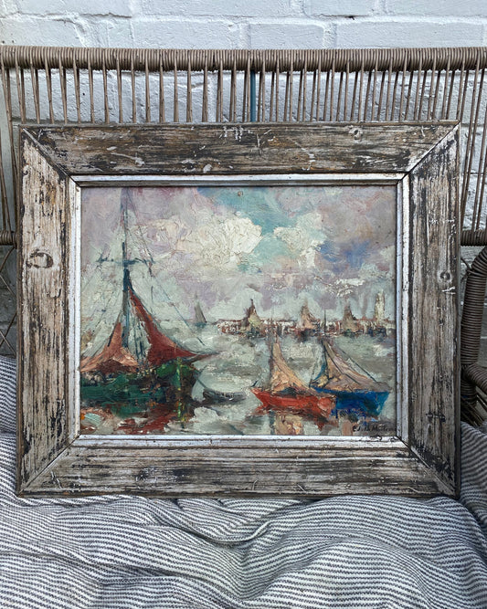 Boats in the Harbour Oil Painting
