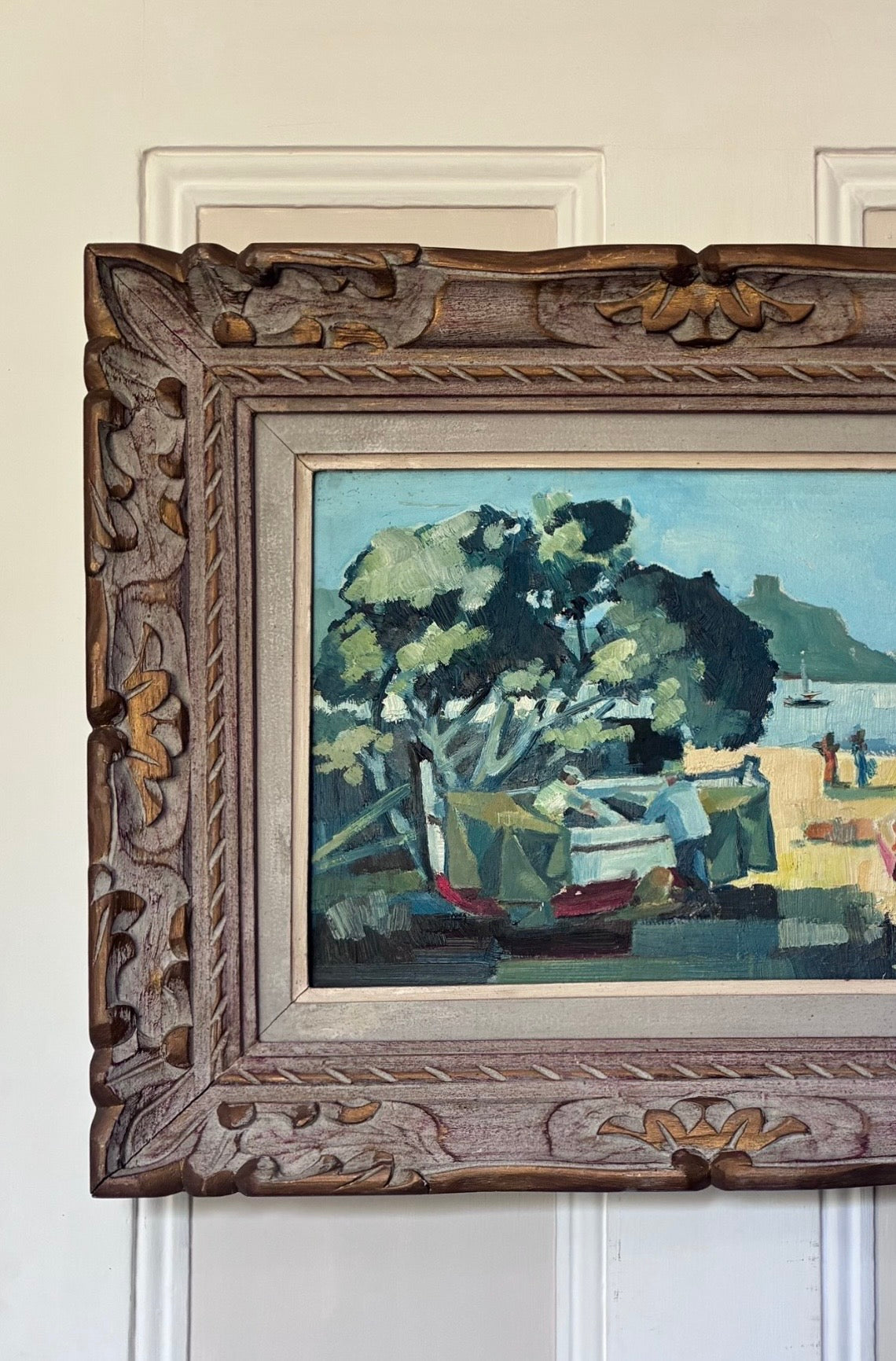 Sunnyside Stream Boat Oil Painting