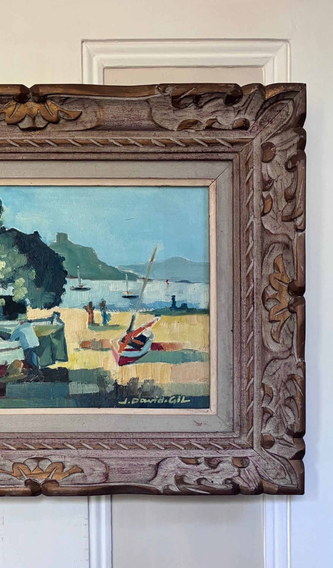 Sunnyside Stream Boat Oil Painting