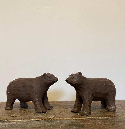 A Pair of Brown Wooden Bears