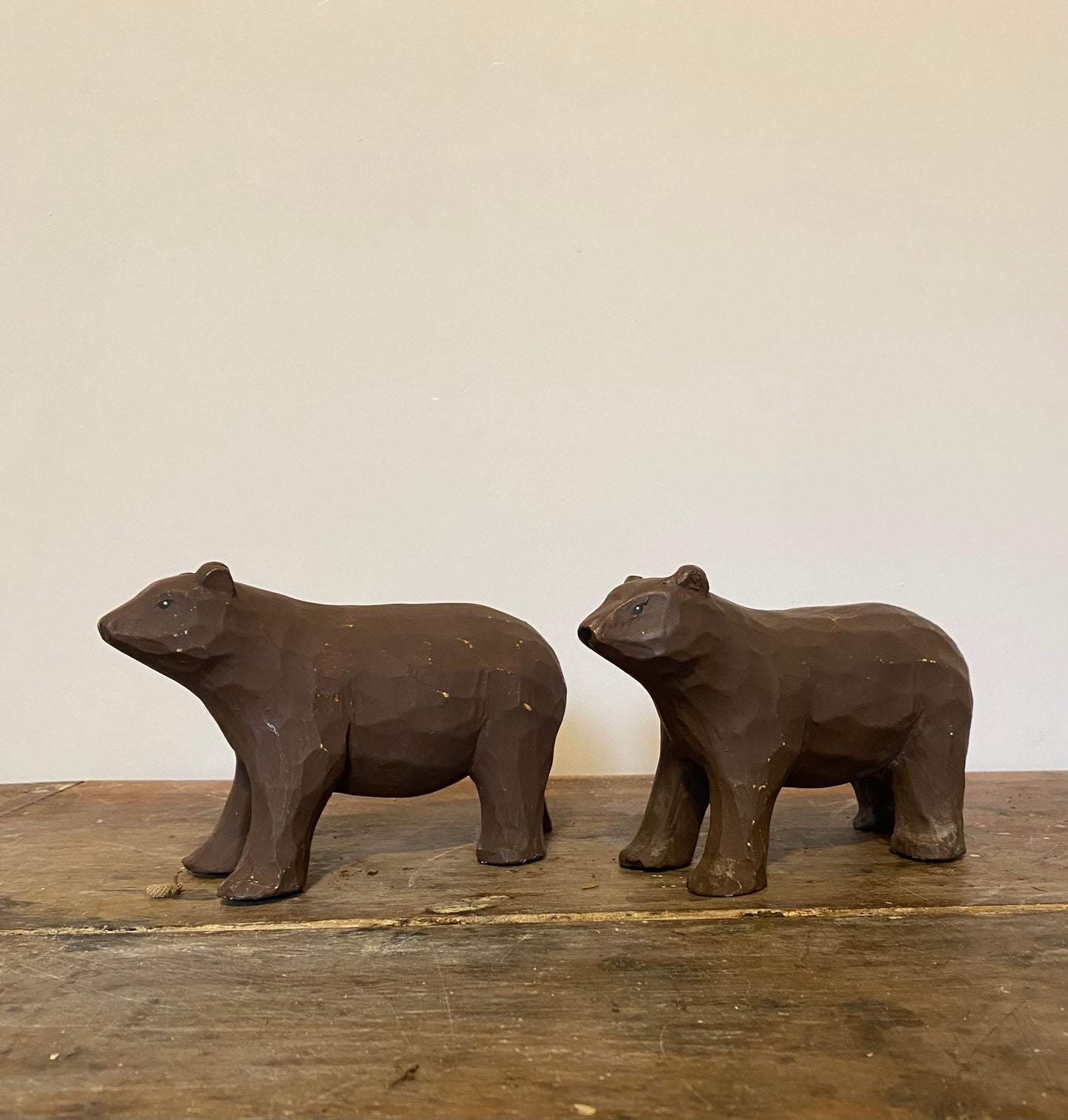 A Pair of Brown Wooden Bears