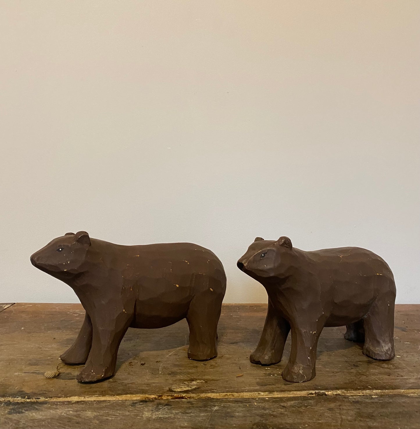 A Pair of Brown Wooden Bears