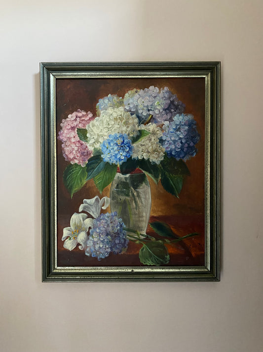 The Hydrangeas Oil on Canvas - J. Van Peet