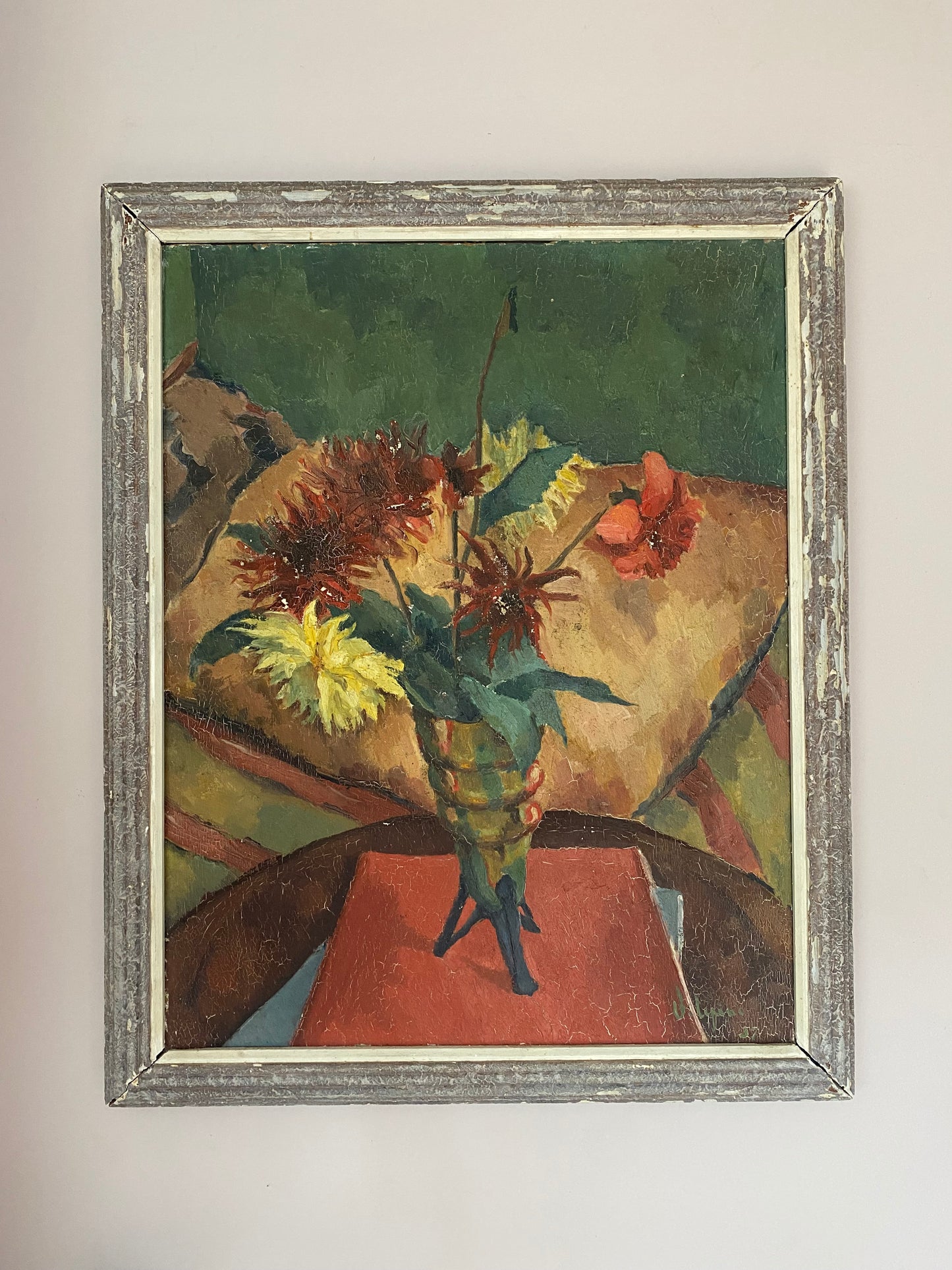 French School Bouquet de Fleurs Oil Painting
