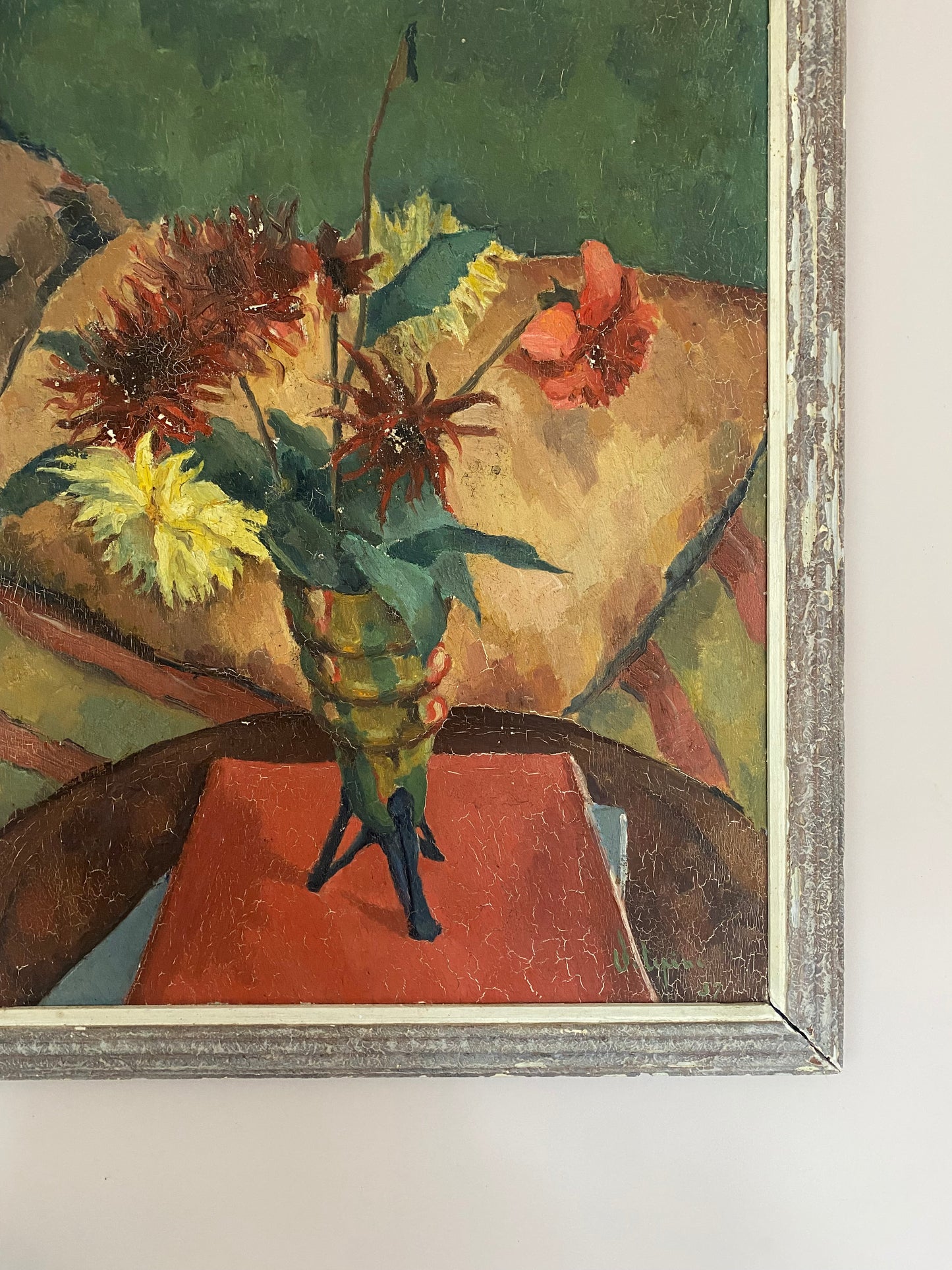 French School Bouquet de Fleurs Oil Painting