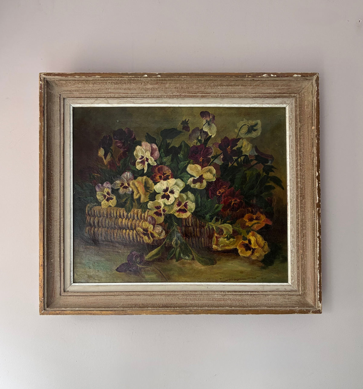 Basket of Pansies Oil Painting
