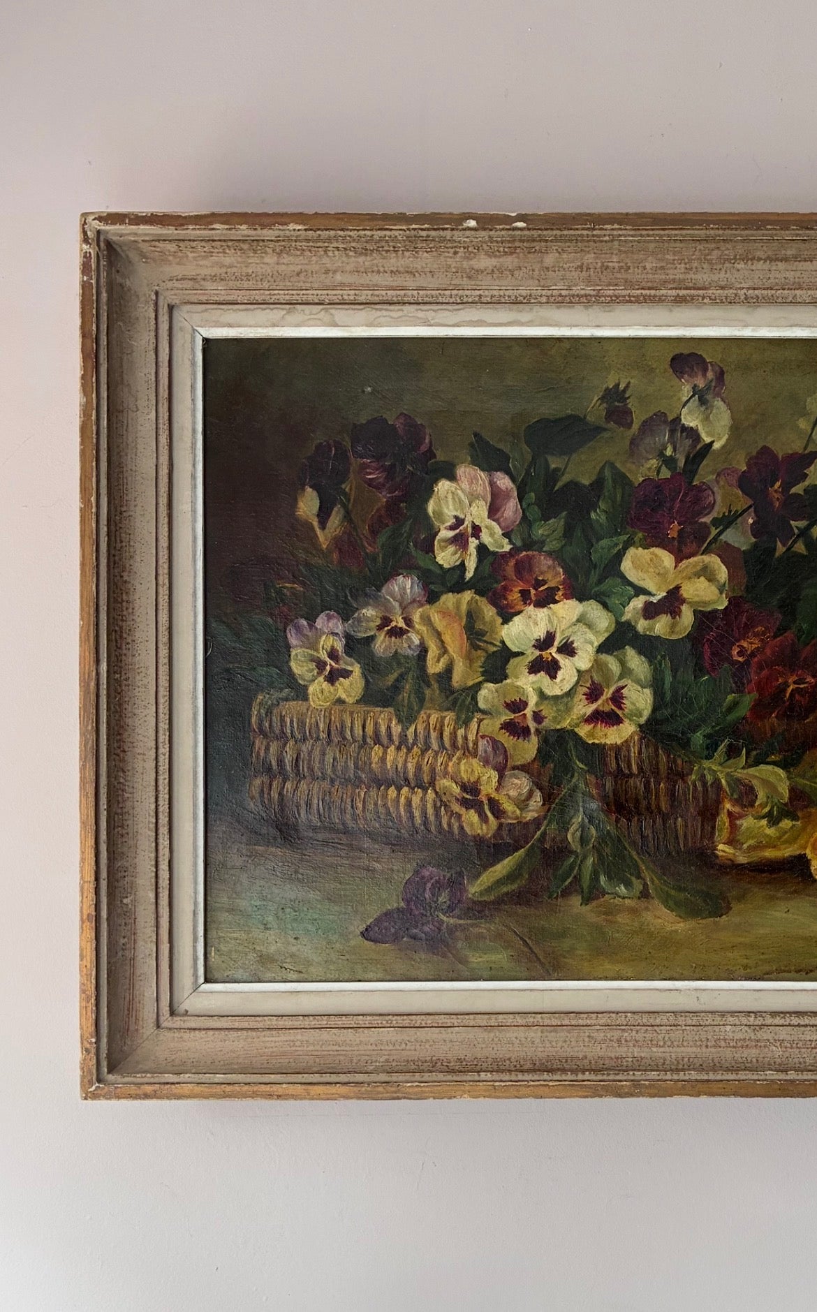 Basket of Pansies Oil Painting