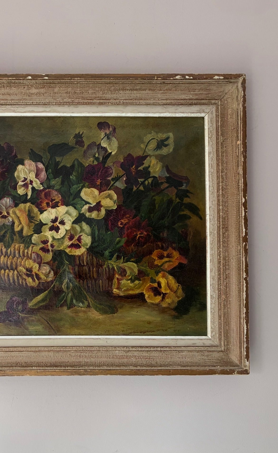 Basket of Pansies Oil Painting