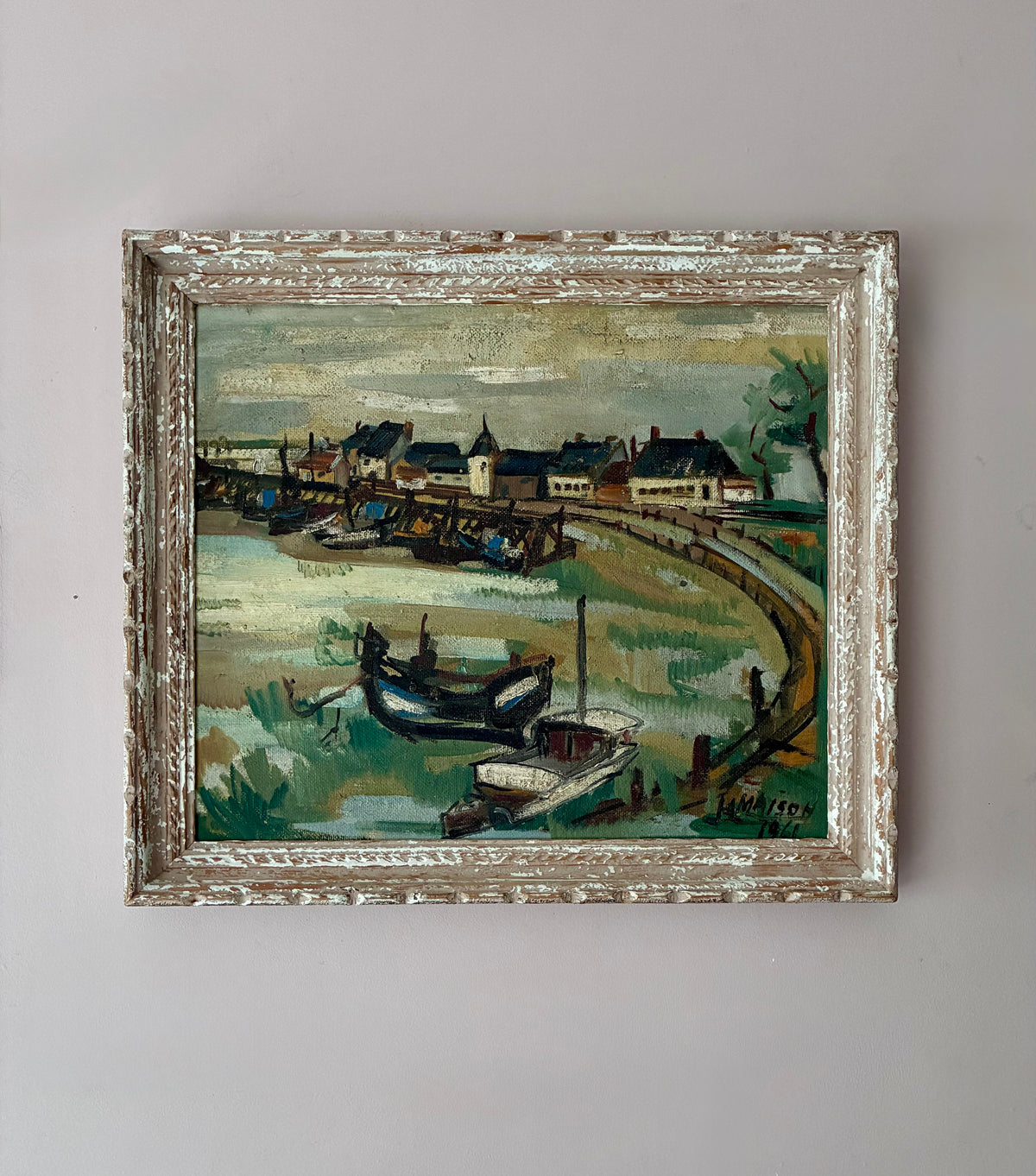 Maison Cove of Boats Oil Painting