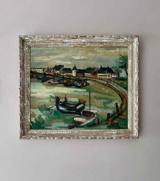Maison Cove of Boats Oil Painting