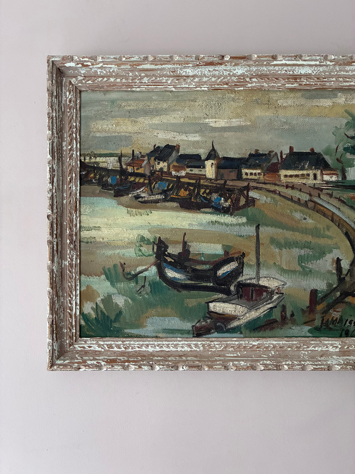 Maison Cove of Boats Oil Painting