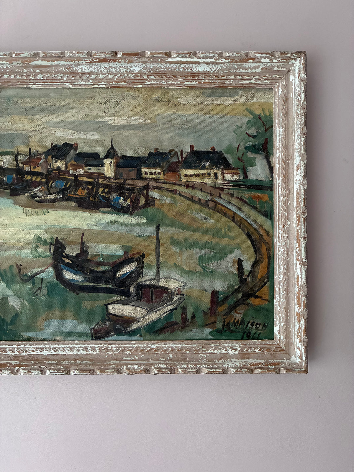 Maison Cove of Boats Oil Painting