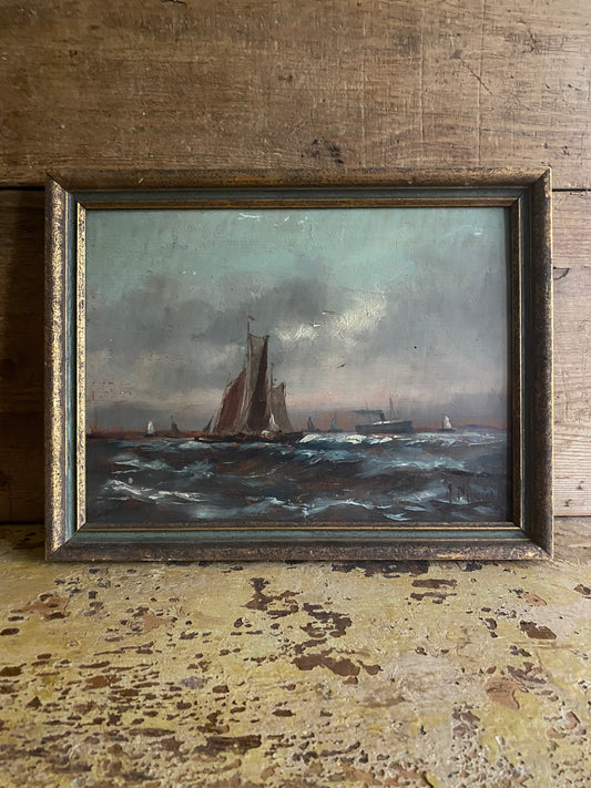 Out at Sea Framed Oil Painting