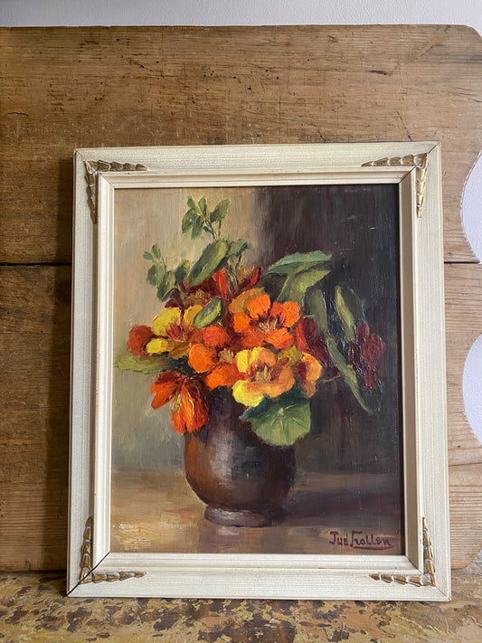 Jud Frollen Floral Oil Painting on Board