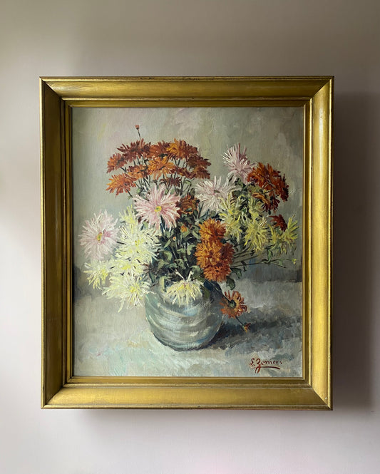 Huge Pastel Chrysanthemums Oil Painting