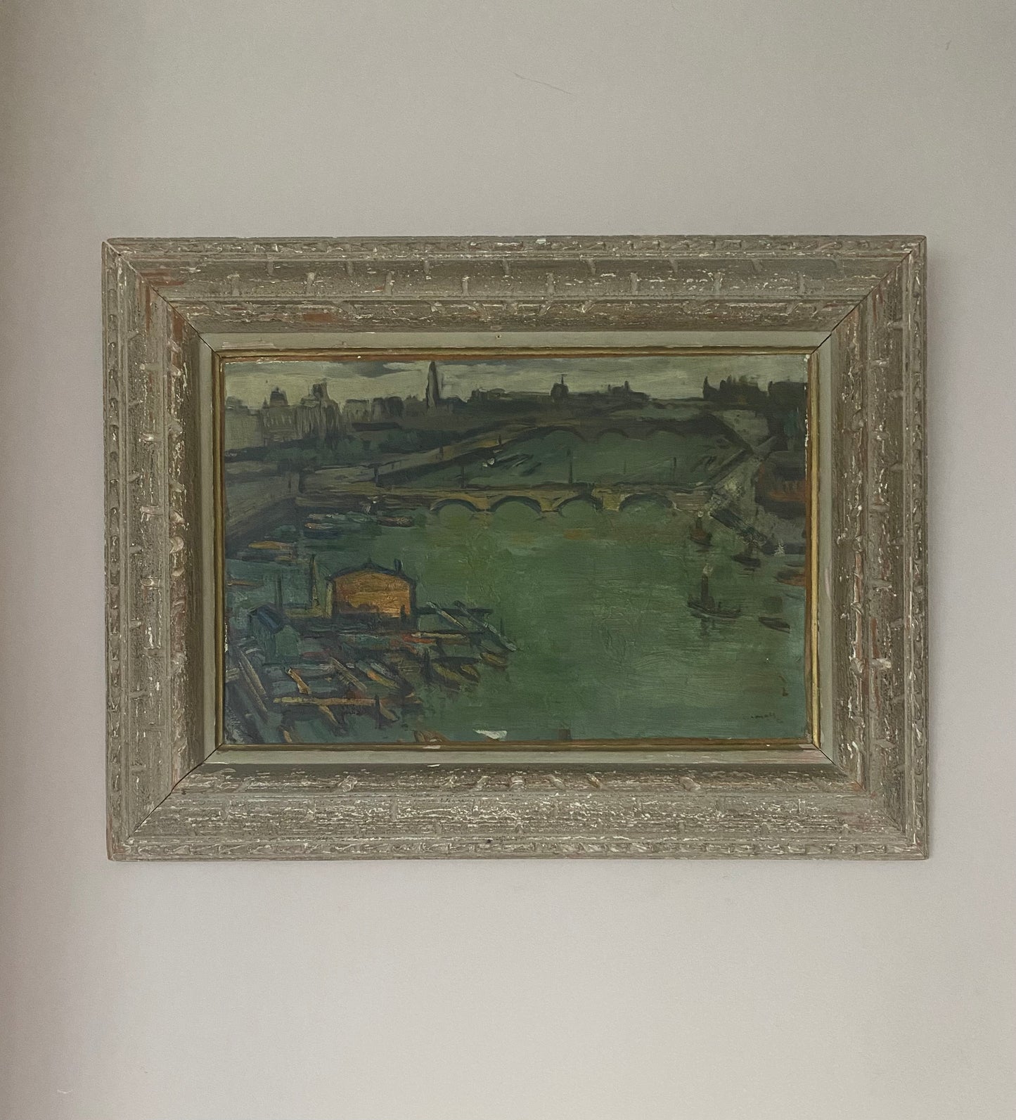 A View of the Seine French Oil Painting
