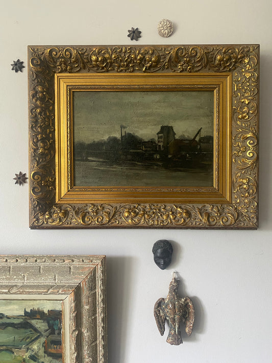 Industrial Harbour Oil Painting