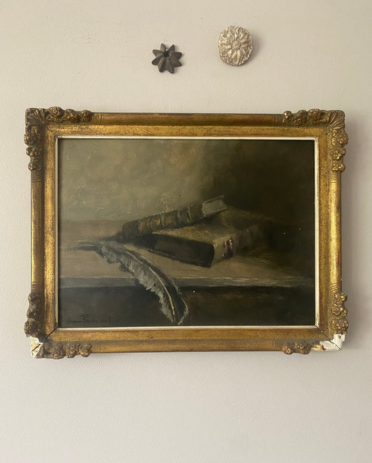 The Writer and her Books Oil Painting
