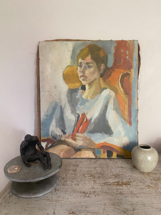 M. Burdin Portrait of a Daydream Oil Painting on Canvas