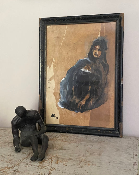 1592 Homeless Oil and Ink Mixed Media