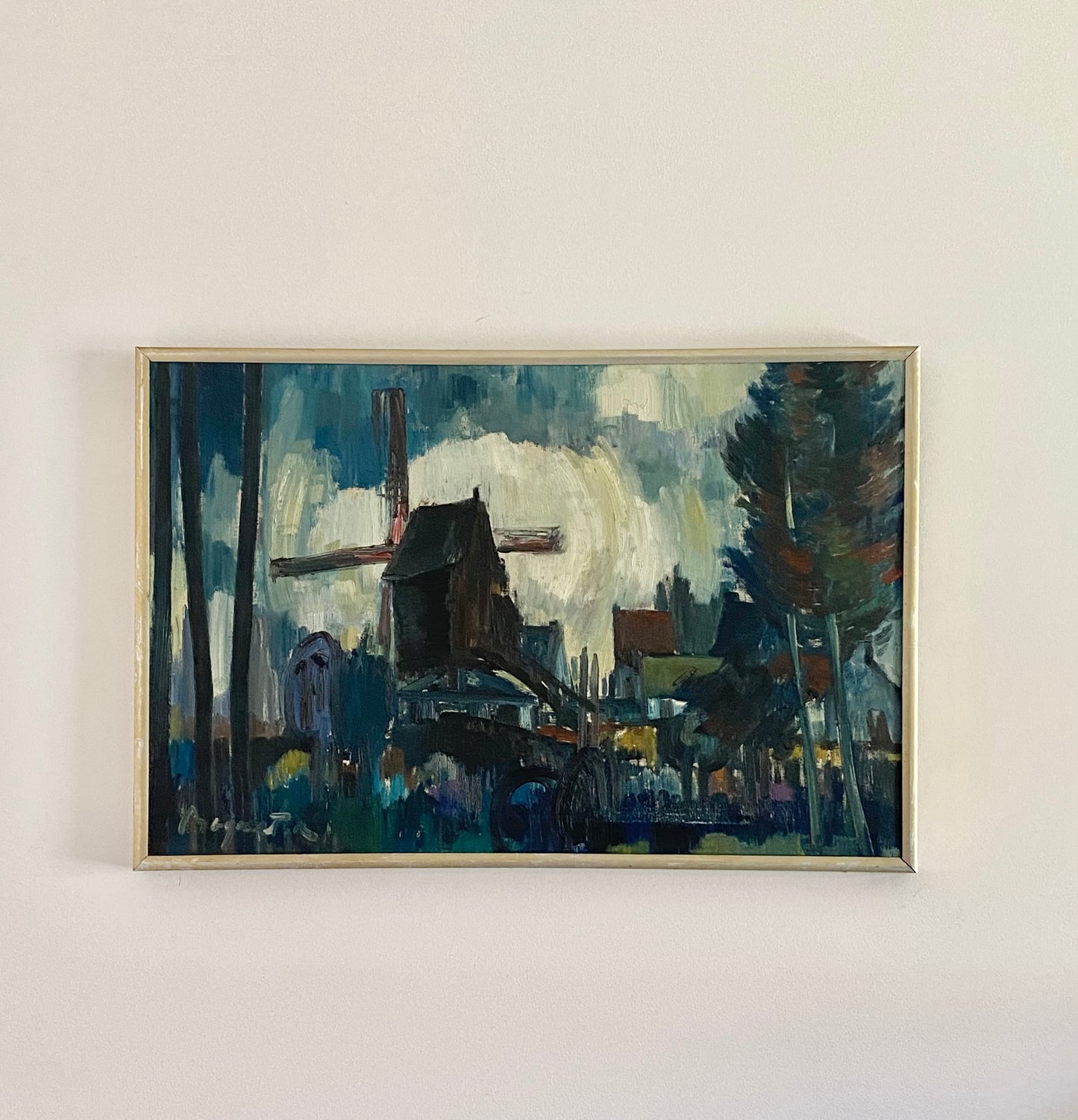 The Windmill Mid Century Framed Painting