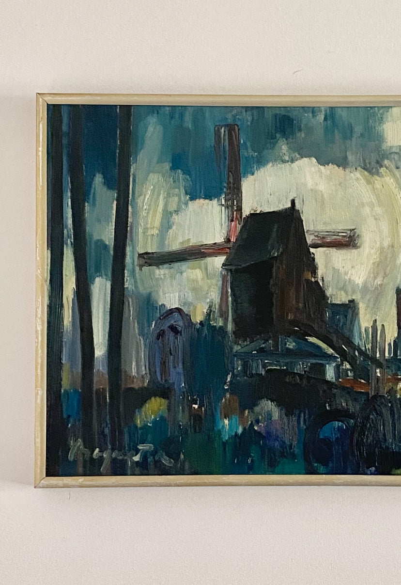 The Windmill Mid Century Framed Painting