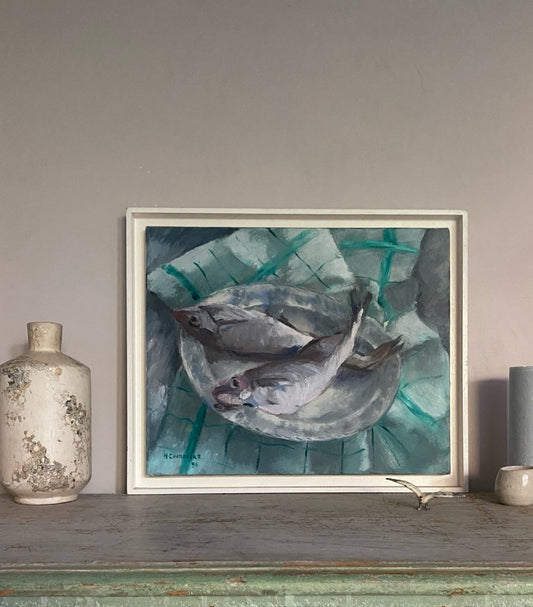 Fish on a Plate Oil Painting