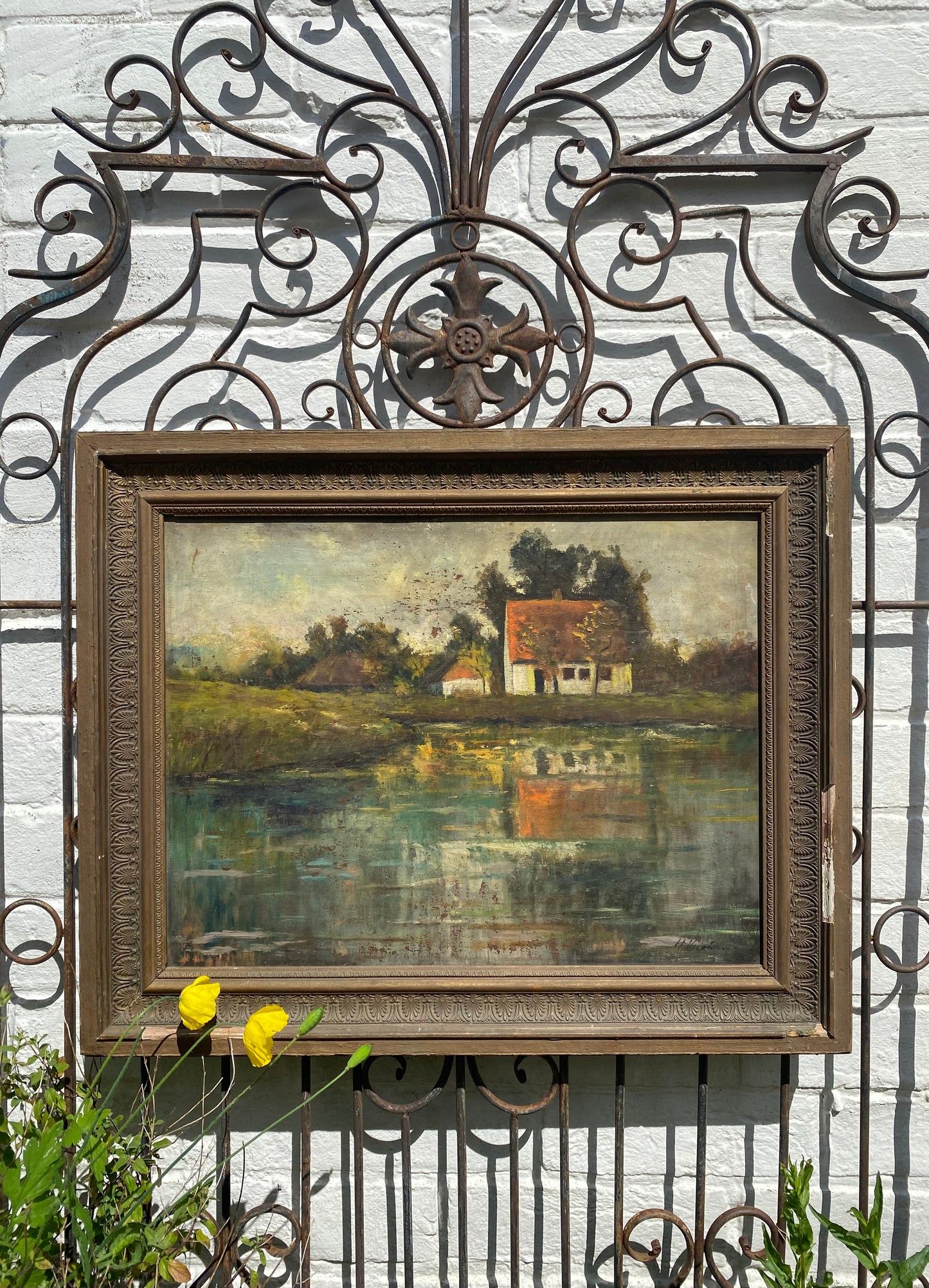 Rustic Farmhouse on the Lake Oil Painting