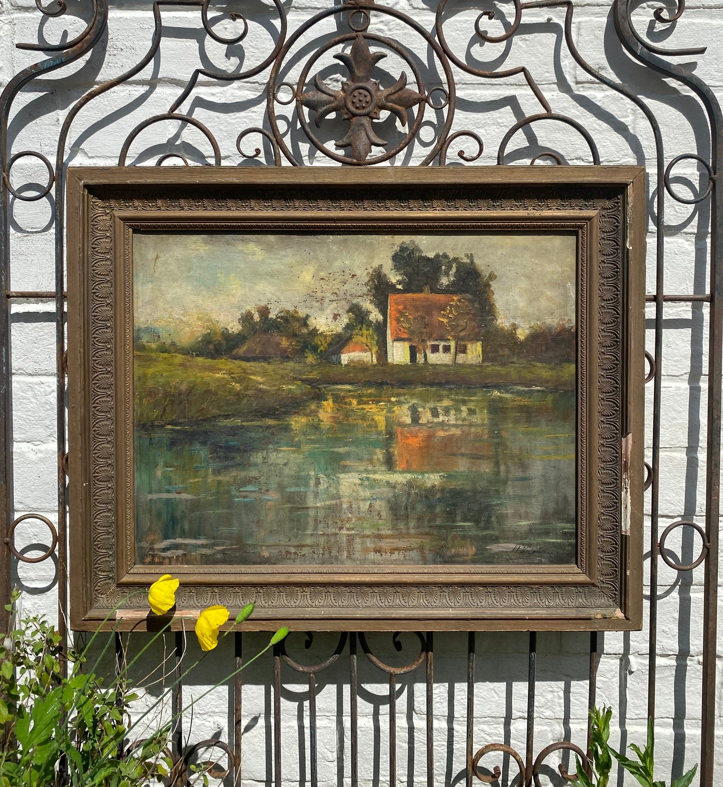 Rustic Farmhouse on the Lake Oil Painting