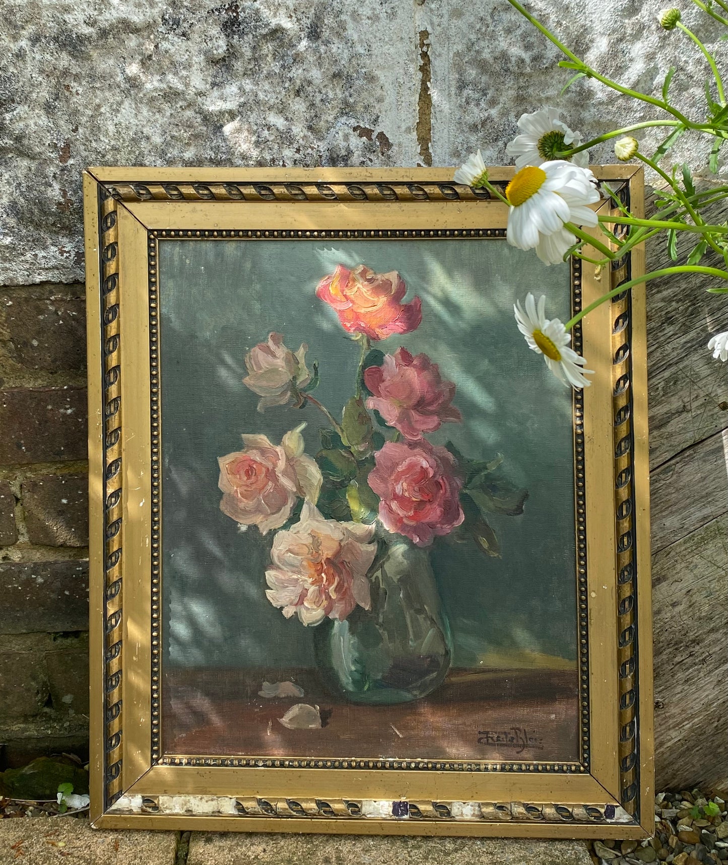 Lady Freda Blois Garden Roses Floral Oil Painting