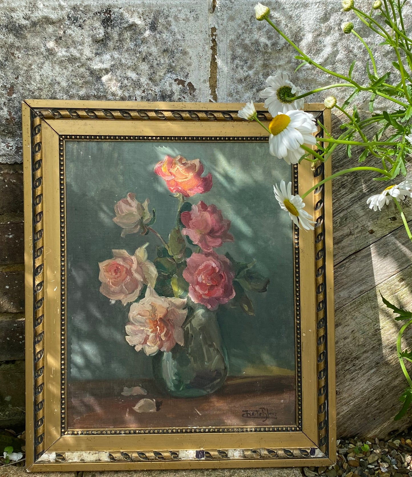 Lady Freda Blois Garden Roses Floral Oil Painting