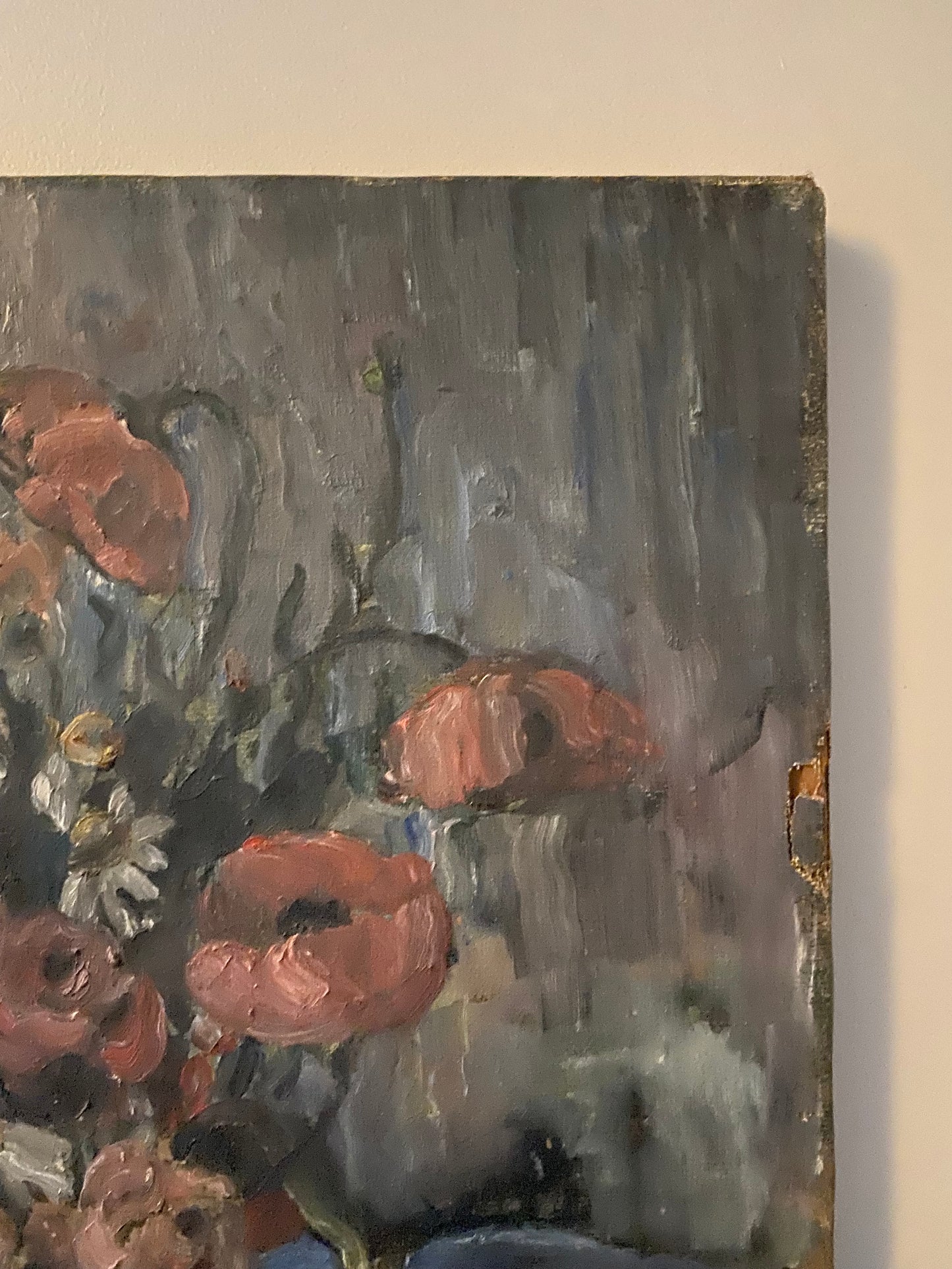 Mid Century Flowers Oil Painting on Canvas