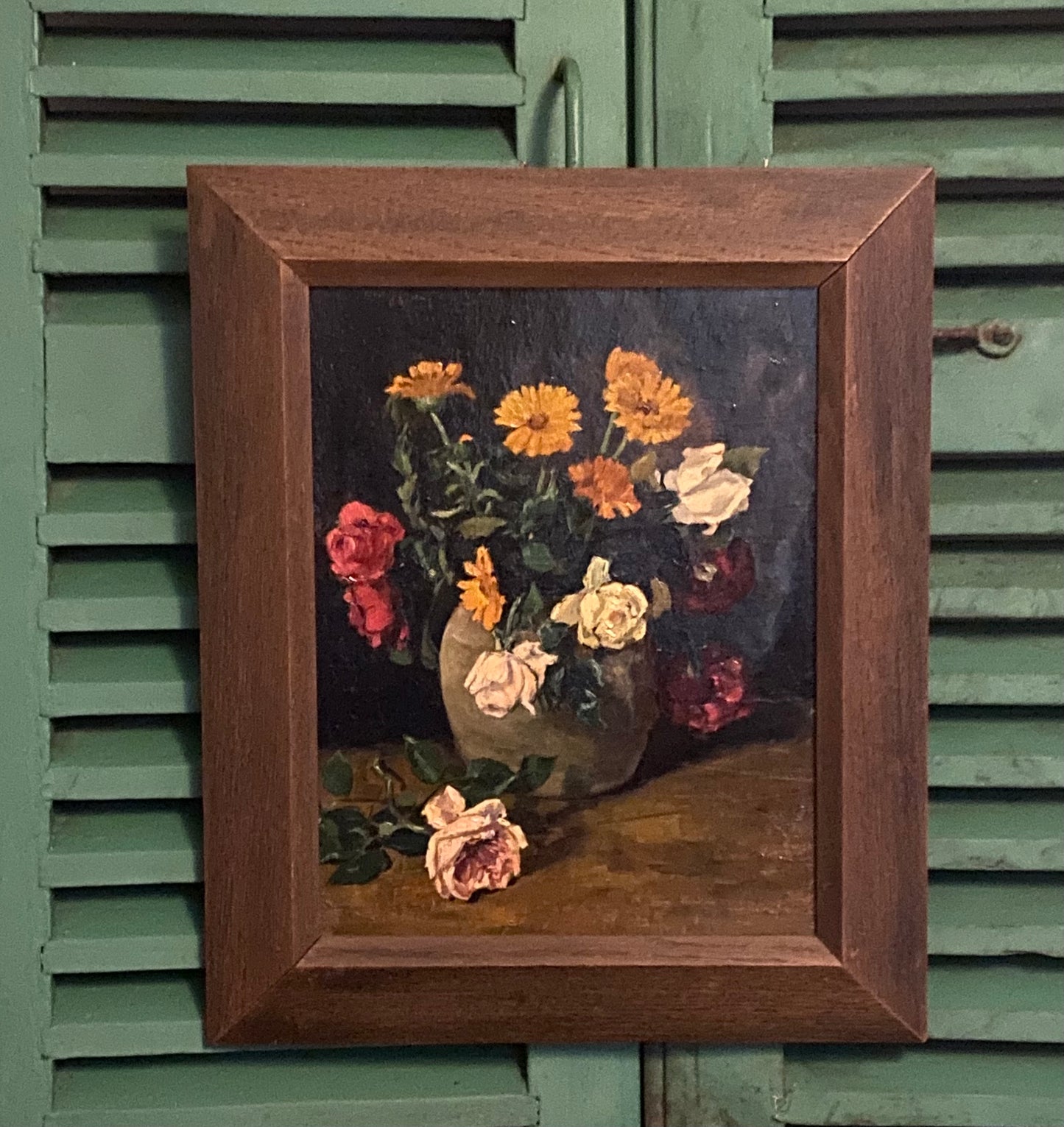 Roses and Daisies Oil Painting on Panel