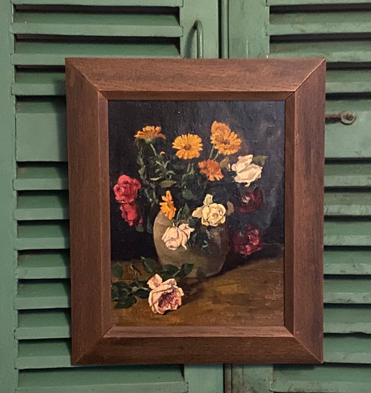 Roses and Daisies Oil Painting on Panel