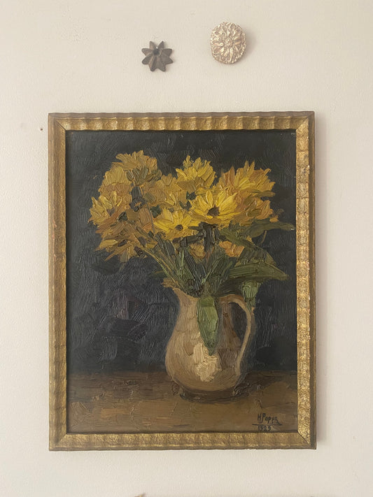 Yellow Flowers in a Vase Oil Painting 1929