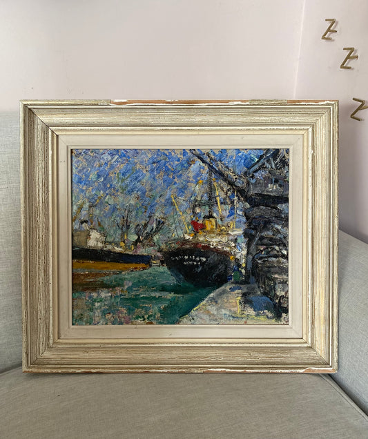 Ships Harbour Oil Painting