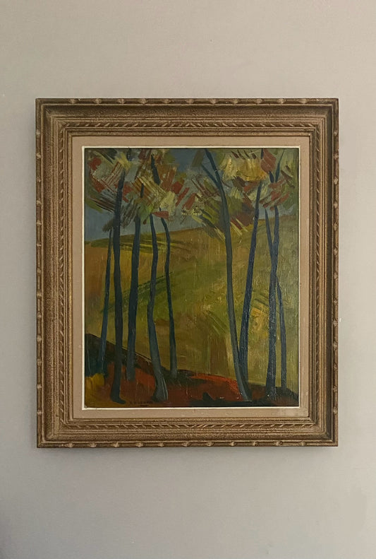 French School Mid Century Forest Oil Painting